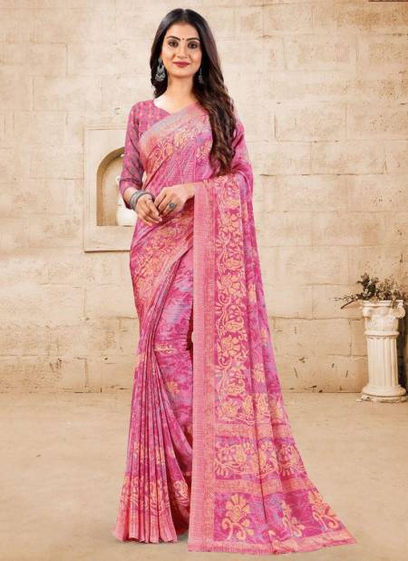 Pink Colour SUSHMA GRACE Fancy Designer Ethnic Wear Slim Crape Printed Latest Saree Collection 35002 B